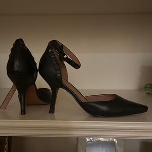 PAOLO
Black Studded Ankle-Strap Pointed Toe Heels